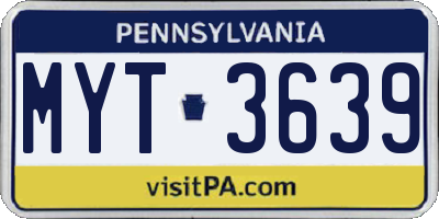 PA license plate MYT3639