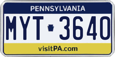 PA license plate MYT3640