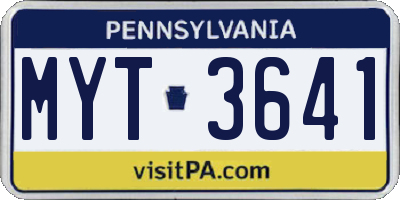 PA license plate MYT3641