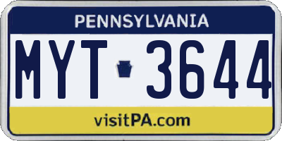 PA license plate MYT3644