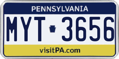 PA license plate MYT3656
