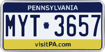 PA license plate MYT3657