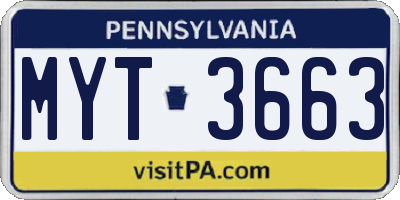 PA license plate MYT3663