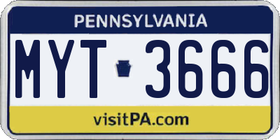 PA license plate MYT3666