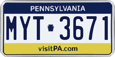 PA license plate MYT3671
