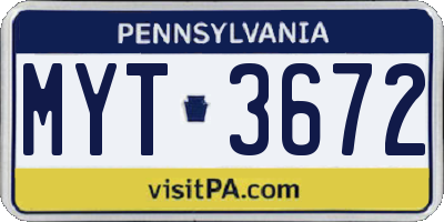 PA license plate MYT3672