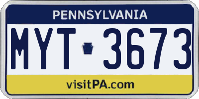 PA license plate MYT3673