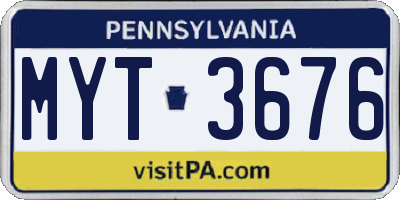 PA license plate MYT3676