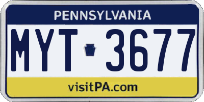 PA license plate MYT3677