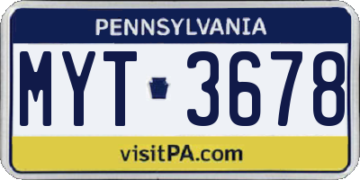 PA license plate MYT3678