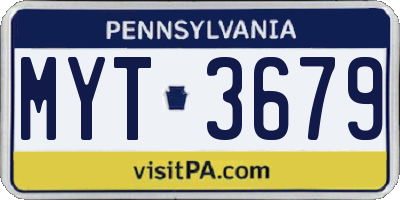 PA license plate MYT3679
