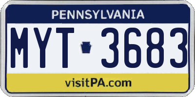 PA license plate MYT3683