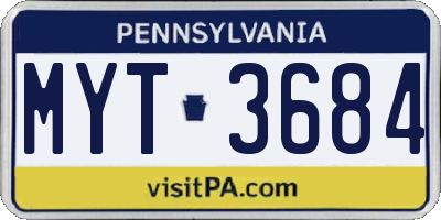 PA license plate MYT3684