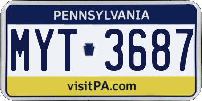 PA license plate MYT3687