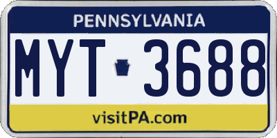 PA license plate MYT3688