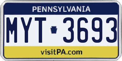 PA license plate MYT3693