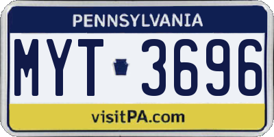 PA license plate MYT3696