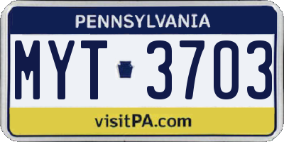 PA license plate MYT3703