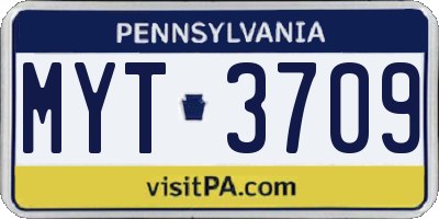 PA license plate MYT3709
