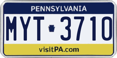 PA license plate MYT3710