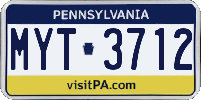 PA license plate MYT3712