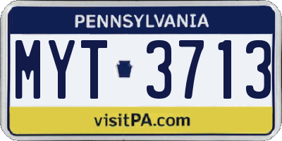 PA license plate MYT3713