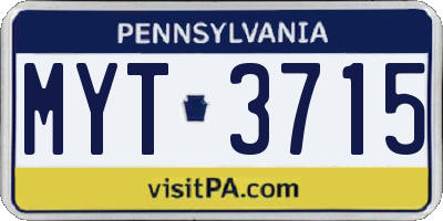 PA license plate MYT3715
