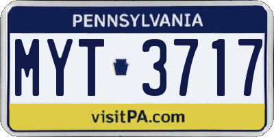 PA license plate MYT3717