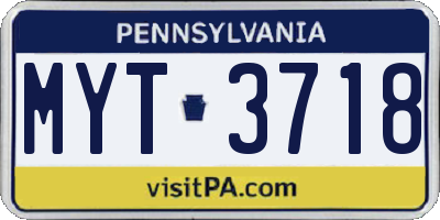 PA license plate MYT3718
