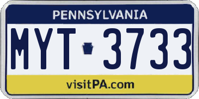 PA license plate MYT3733