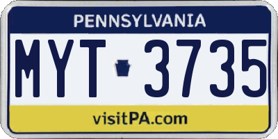 PA license plate MYT3735