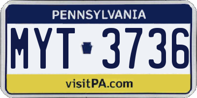 PA license plate MYT3736