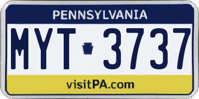 PA license plate MYT3737
