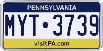 PA license plate MYT3739