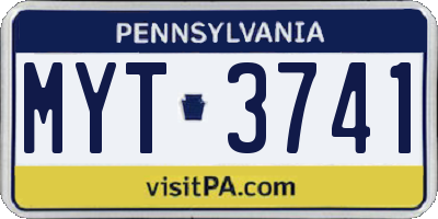 PA license plate MYT3741