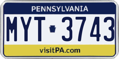 PA license plate MYT3743