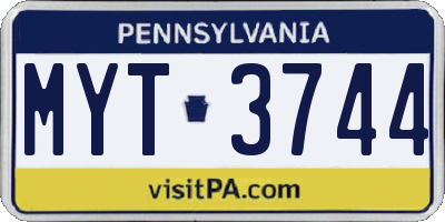 PA license plate MYT3744