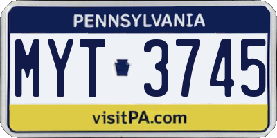 PA license plate MYT3745