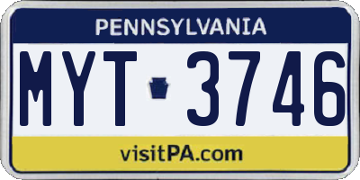 PA license plate MYT3746