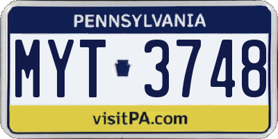 PA license plate MYT3748