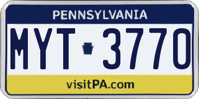 PA license plate MYT3770