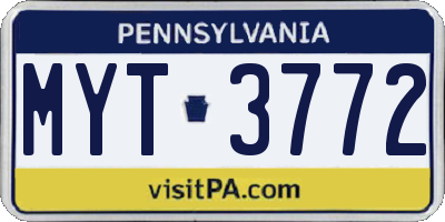 PA license plate MYT3772