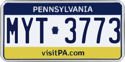 PA license plate MYT3773