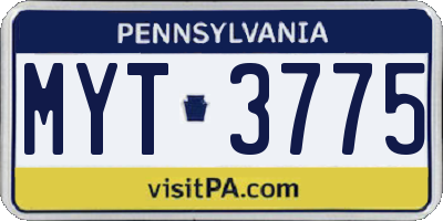 PA license plate MYT3775