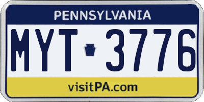PA license plate MYT3776