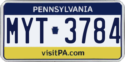 PA license plate MYT3784