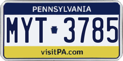 PA license plate MYT3785