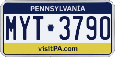 PA license plate MYT3790