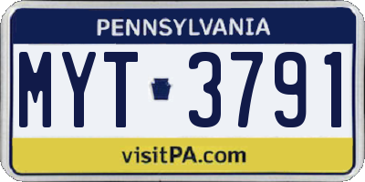 PA license plate MYT3791