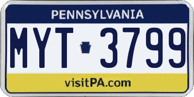 PA license plate MYT3799